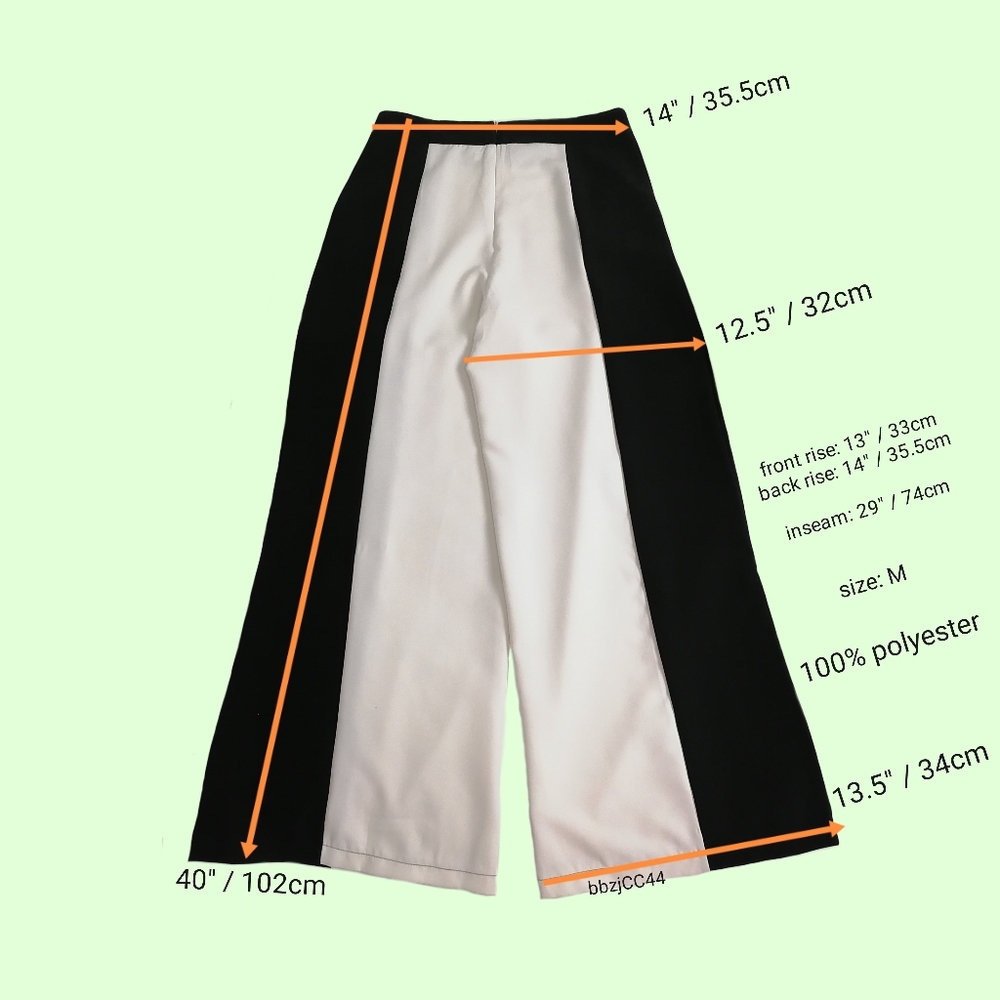 sz M, black and white contrast, high waisted, wide leg pants - Picture 2 of 3
